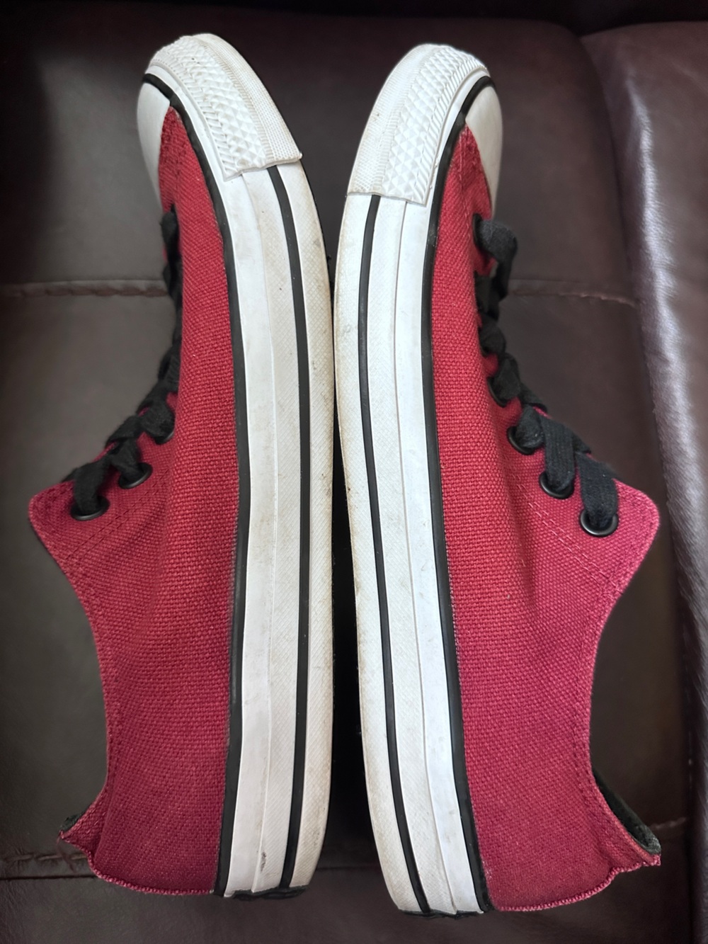 All Star Converse Low-Top Canvas Sneakers - Red Burgundy Black Laces 9.5 M - Picture 5 of 16